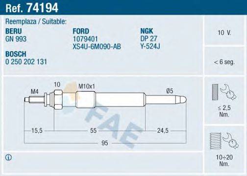 FAE 74194 Свічка розжарювання