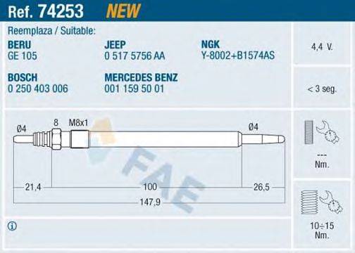 FAE 74253 Свічка розжарювання