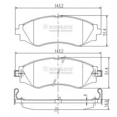 NIPPARTS J3600902 Комплект гальмівних колодок, дискове гальмо