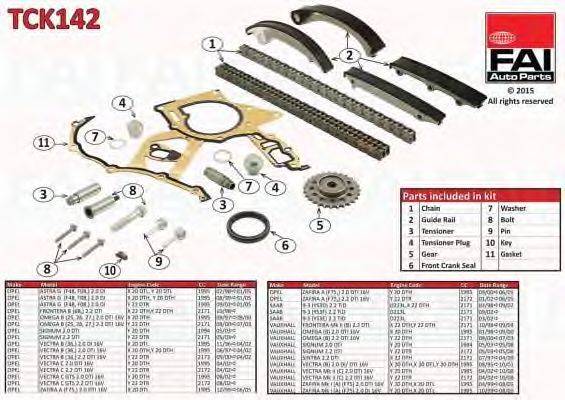 FAI AUTOPARTS TCK142 Комплект мети приводу розподільного валу