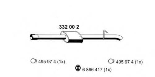 ERNST 332002 Глушник вихлопних газів кінцевий