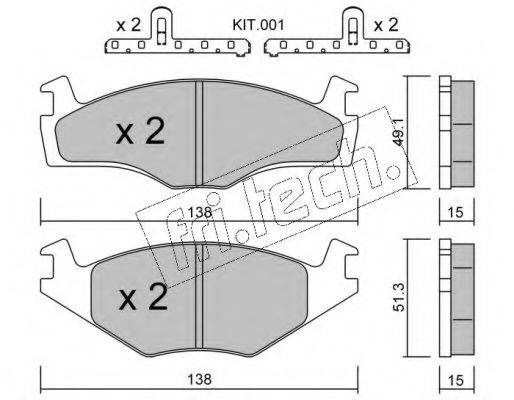 FRI.TECH. 0470K Комплект гальмівних колодок, дискове гальмо