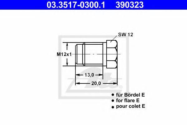 ATE 03351703001 Різьбова пробка, головний гальмівний циліндр