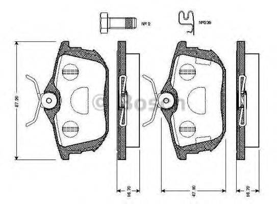 BOSCH 0986TB2299 Комплект гальмівних колодок, дискове гальмо