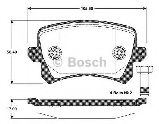 BOSCH 0986TB3125 Комплект гальмівних колодок, дискове гальмо