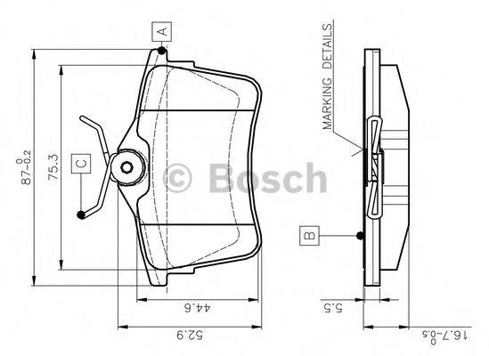 BOSCH 0986TB3091 Комплект гальмівних колодок, дискове гальмо