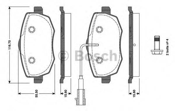 BOSCH 0986TB3129 Комплект гальмівних колодок, дискове гальмо