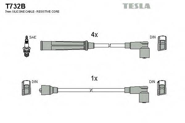 TESLA T732B Комплект дротів запалювання