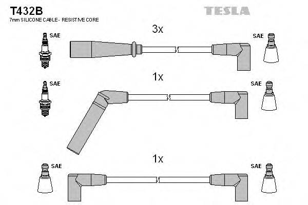 TESLA T432B Комплект дротів запалювання