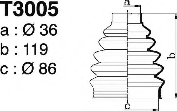 DEPA T3005 Комплект пильника, приводний вал