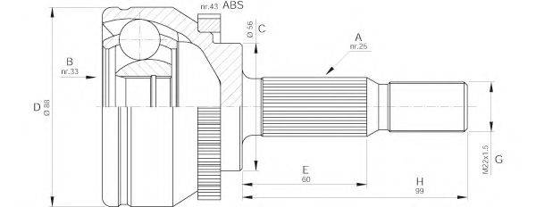 OPEN PARTS CVJ557410 Шарнірний комплект, приводний вал