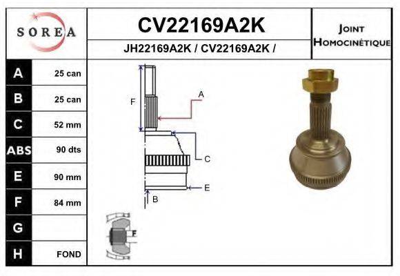 EAI CV22169A2K Шарнірний комплект, приводний вал