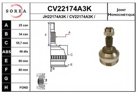 EAI CV22174A3K Шарнірний комплект, приводний вал