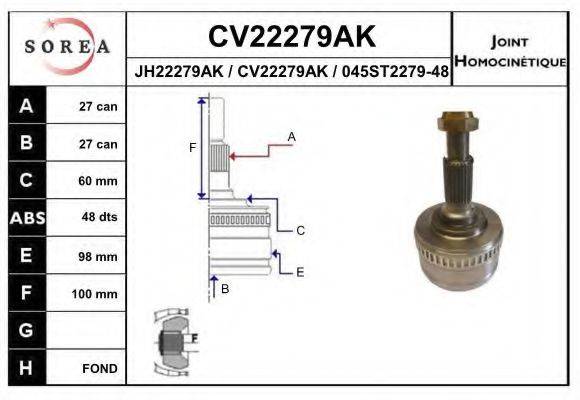 EAI CV22279AK Шарнірний комплект, приводний вал