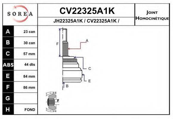 EAI CV22325A1K Шарнірний комплект, приводний вал