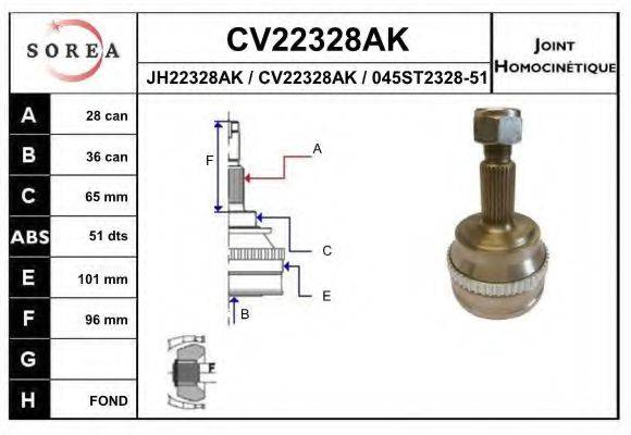 EAI CV22328AK Шарнірний комплект, приводний вал