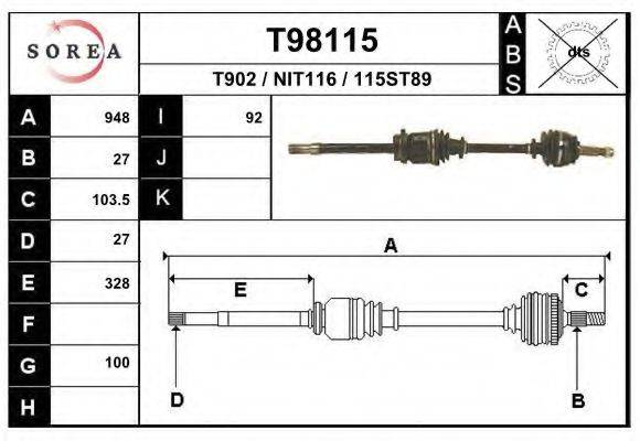 EAI T98115 Приводний вал