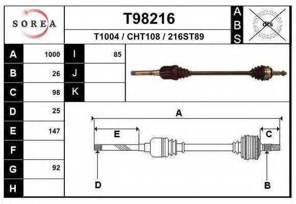 EAI T98216 Приводний вал