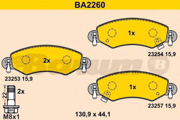 BARUM BA2260 Комплект гальмівних колодок, дискове гальмо