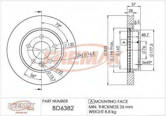 FREMAX BD6382 гальмівний диск