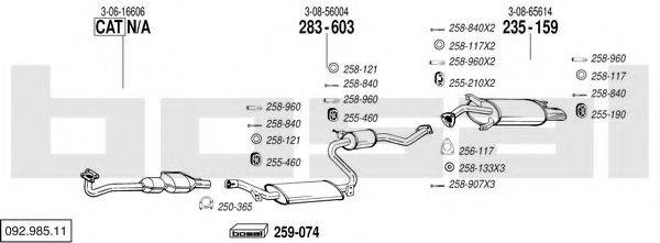 BOSAL 09298511 Система випуску ОГ