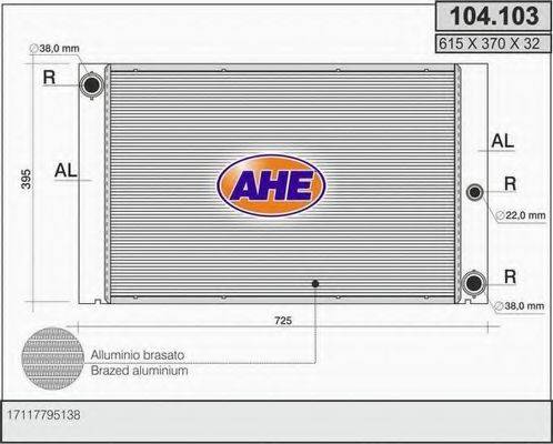 AHE 104103 Радіатор, охолодження двигуна