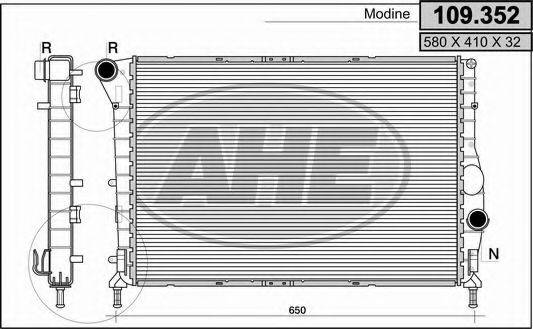 AHE 109352 Радіатор, охолодження двигуна