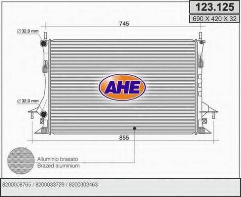 AHE 123125 Радіатор, охолодження двигуна