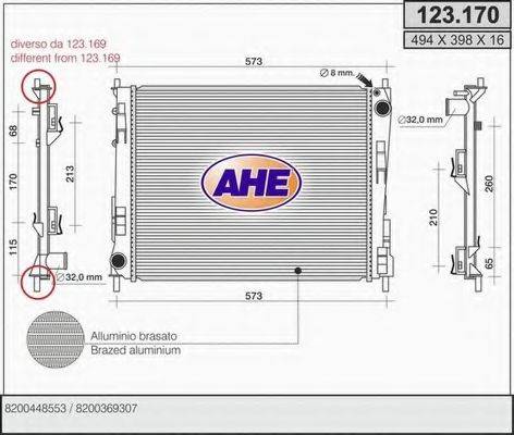 AHE 123170 Радіатор, охолодження двигуна