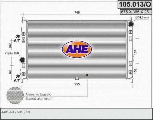 AHE 105013O Радіатор, охолодження двигуна