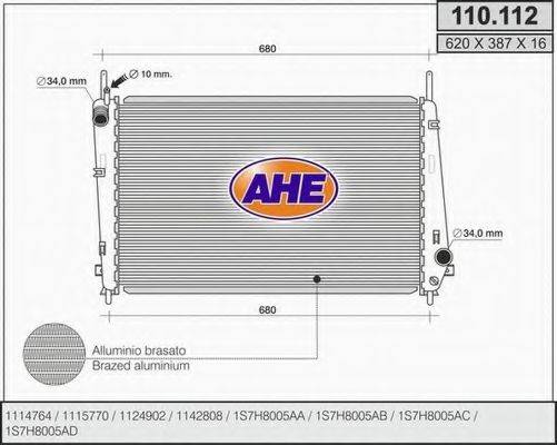 AHE 110112 Радіатор, охолодження двигуна