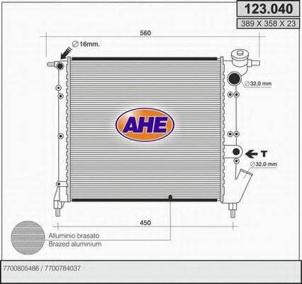 AHE 123040 Радіатор, охолодження двигуна