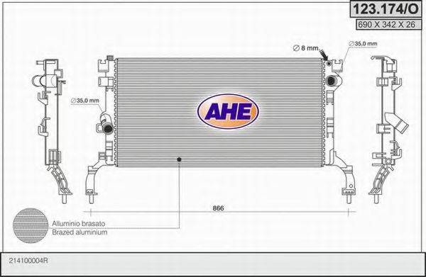 AHE 123174O Радіатор, охолодження двигуна