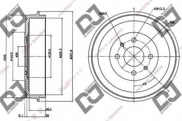 DJ PARTS BR1014 Гальмівний барабан