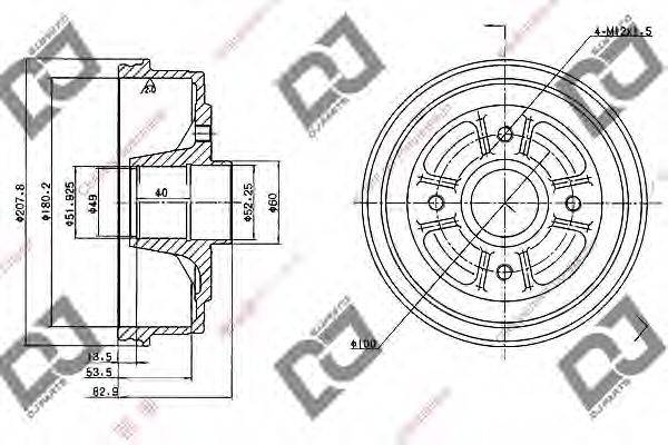 DJ PARTS BR1042 Гальмівний барабан