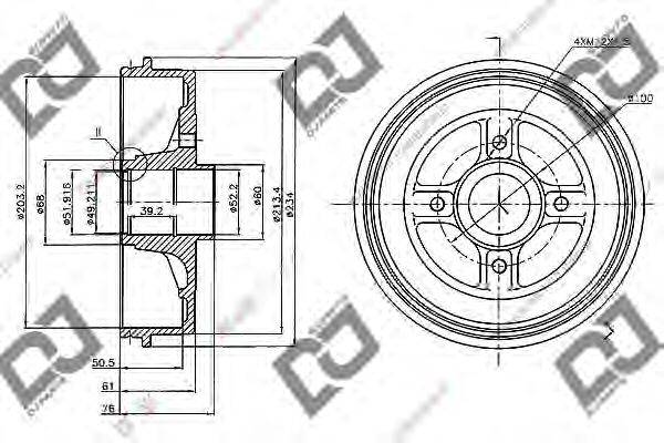 DJ PARTS BR1045 Гальмівний барабан