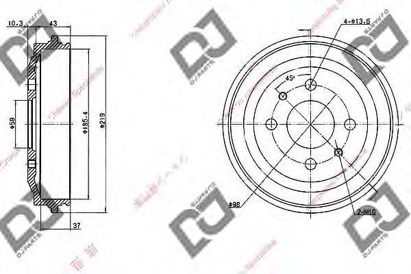 DJ PARTS BR1056 Гальмівний барабан