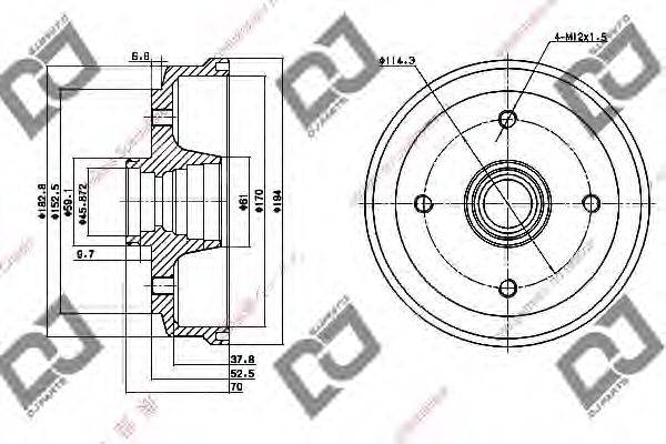 DJ PARTS BR1098 Гальмівний барабан