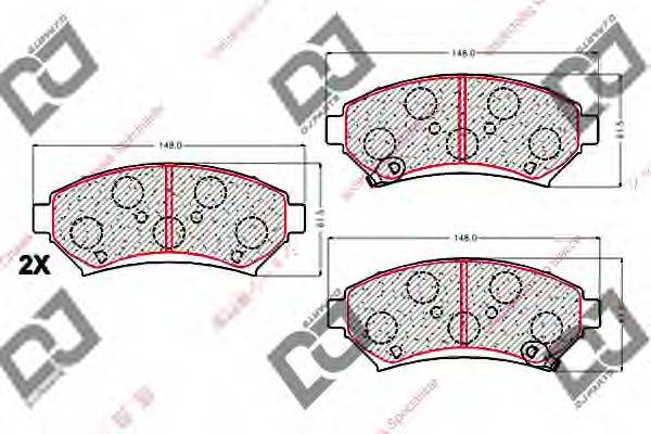 DJ PARTS BP2010 Комплект гальмівних колодок, дискове гальмо