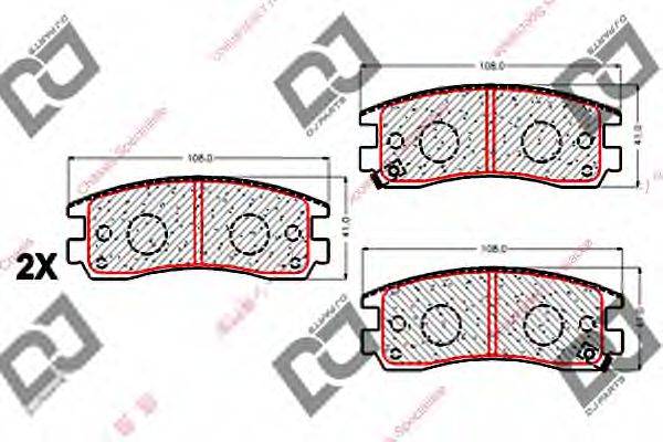 DJ PARTS BP2024 Комплект гальмівних колодок, дискове гальмо