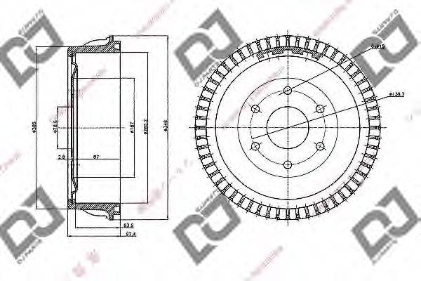 DJ PARTS BR1008 Гальмівний барабан