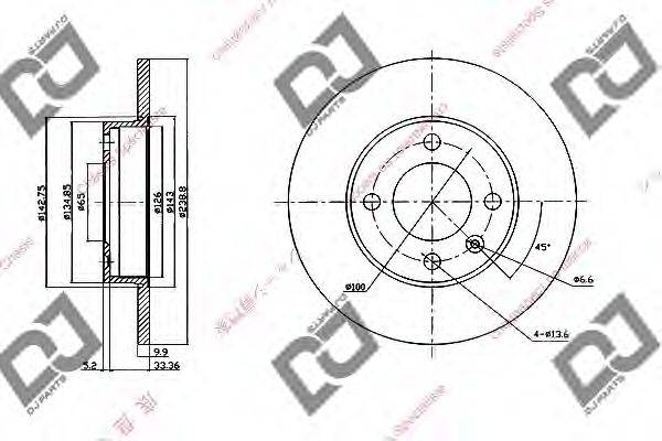 DJ PARTS BD1977 гальмівний диск