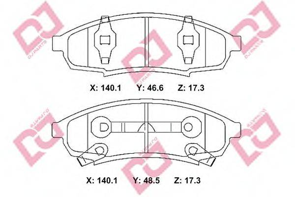 DJ PARTS BP2218 Комплект гальмівних колодок, дискове гальмо