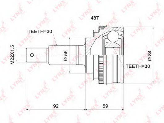LYNXAUTO CO3710A Шарнірний комплект, приводний вал
