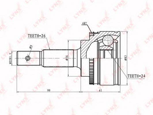 LYNXAUTO CO7504A Шарнірний комплект, приводний вал