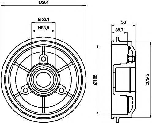 HELLA PAGID 8DT355300051 Гальмівний барабан