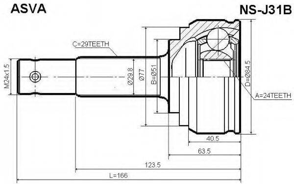 ASVA NSJ31B Шарнірний комплект, приводний вал