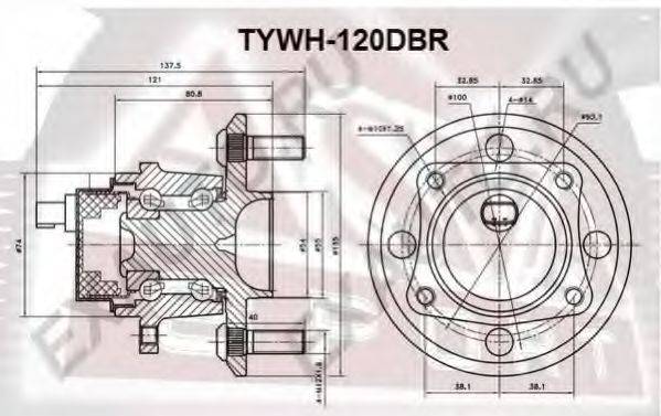 ASVA TYWH120DBR Маточина колеса