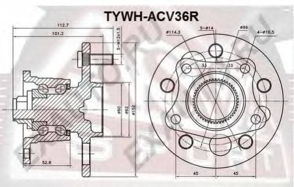 ASVA TYWHACV36R Маточина колеса