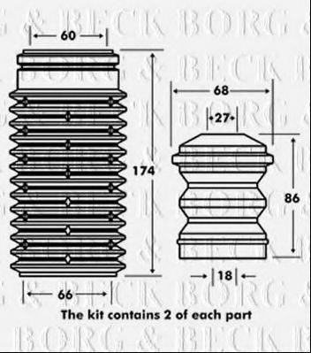 BORG & BECK BPK7014 Пилозахисний комплект, амортизатор